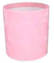 Изображение товара Коробка для цветов бархатная круглая розовая из картона 145/160